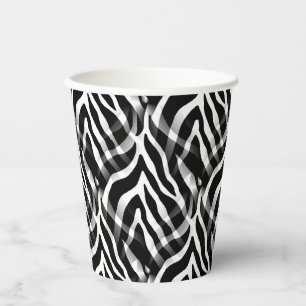 Snazzy Black and White Zebra Stripes Print Paper Cups