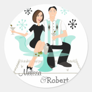 Snazzy Couple Classic Round Sticker