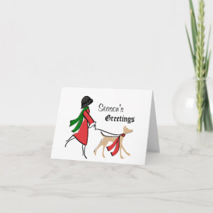 Snazzy Dog Walker Christmas Holiday Card