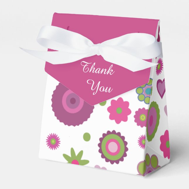 Snazzy Flower Pattern Thank You Favour Box (Front Side)