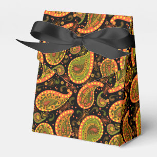 Snazzy Gold and Black Paisley Favour Box
