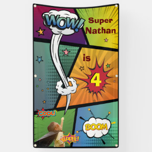 Snazzy Hip Superhero Birthday Speech Bubble Sign