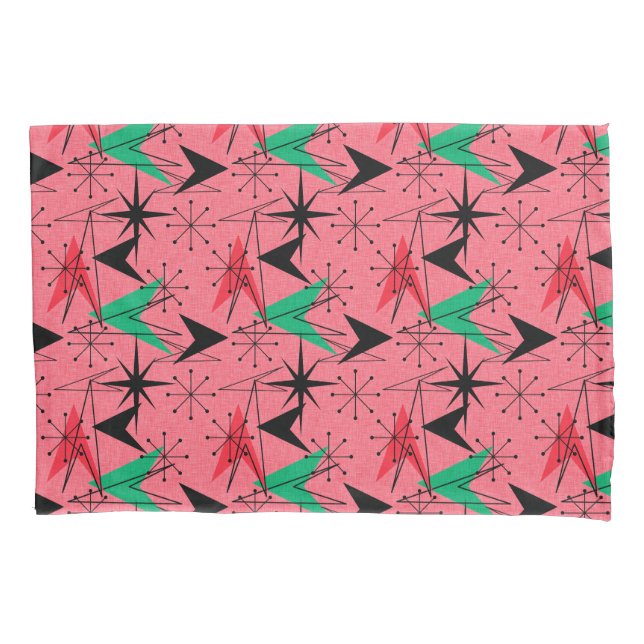 Snazzy Mid-Century Modern Orange Aqua Atomic Pillowcase (Front)