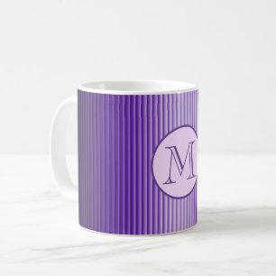 Snazzy Purple Glow Stripes Pattern Custom Monogram Coffee Mug