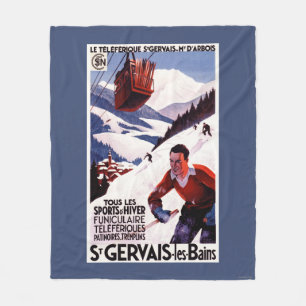 SNCF Railway Cable Car Promo Poster Fleece Blanket