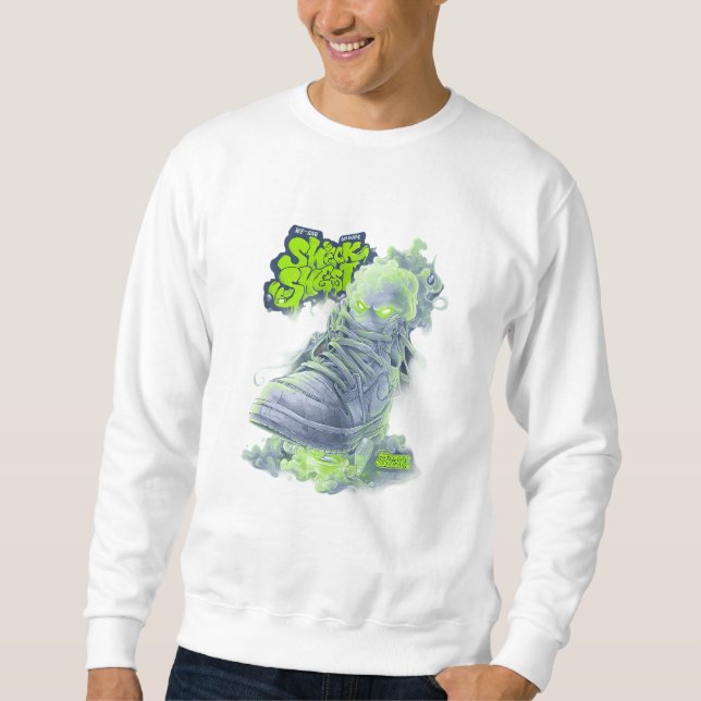 Sneak Skest Ghost Shoe – Neon Green Streetwear Art Sweatshirt (Front)