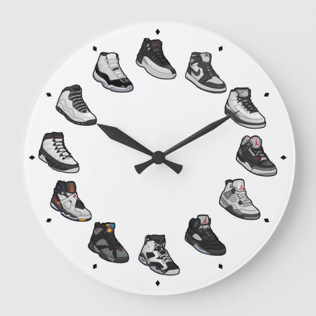 Sneaker Acrylic Wall Clock (Black / White) (Front)