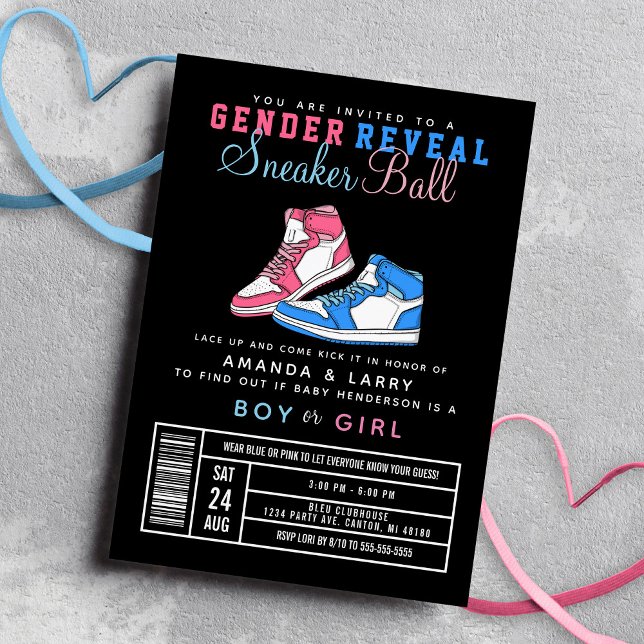 Sneaker Ball Gender Reveal Blue or Pink Sneaker Invitation (Creator Uploaded)