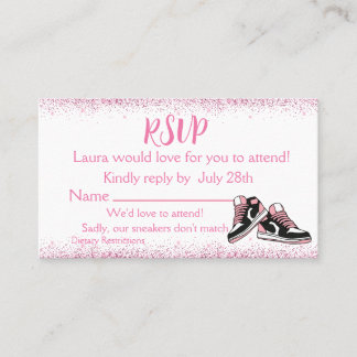 Sneaker Birthday, Glitter Sweet 16 RSVP, Business Card