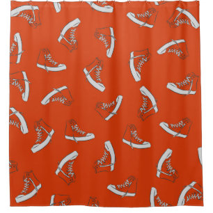 Sneakers Red: Vintage Seamless Print Shower Curtain