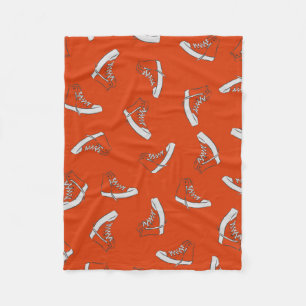 Sneakers seamless pattern on red background fleece blanket