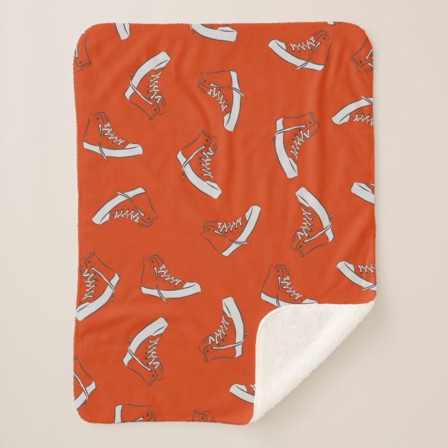 Sneakers seamless pattern on red background sherpa blanket (Front)
