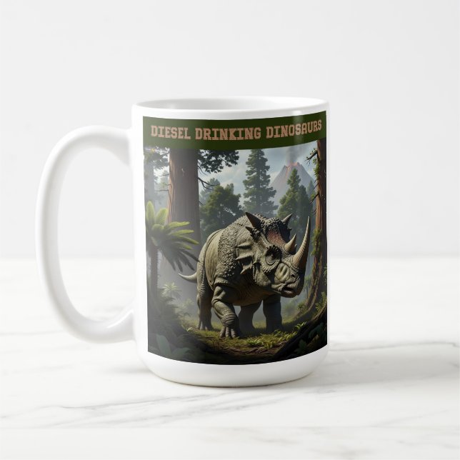 Sneaking triceratops coffee mug (Left)