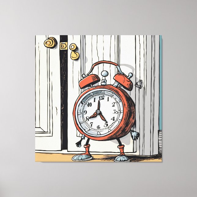 Sneaky Alarm Clock - Whimsical Doorway  Canvas Print (Front)