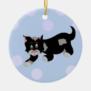Sneaky Cartoon Cat Ceramic Tree Decoration