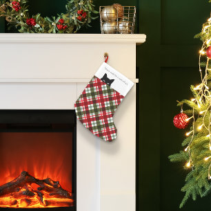 Sneaky Cat Royal Stewart Tartan Plaid Small Christmas Stocking