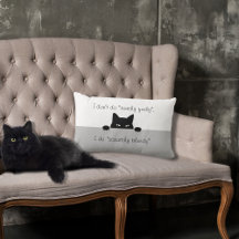 Sneaky Cat Touchy Feely Lumbar Throw Pillow