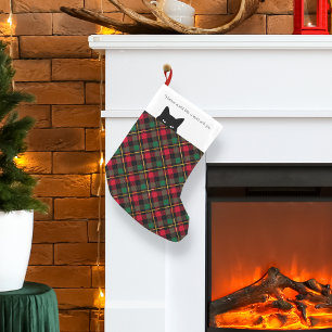 Sneaky Cat Wallace Plaid Small Christmas Stocking
