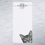 Sneaky Cat Watercolor Monogram Name  Magnetic Notepad<br><div class="desc">This design may be personalised in the area provided by changing the photo and/or text. Or it can be customised by clicking Personalise this Template and then choosing the click to customise further option and delete or change the colour of the background, add text, change the text colour or style,...</div>