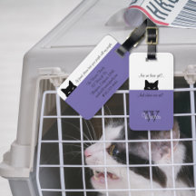 Sneaky Cat Where are We Periwinkle Luggage Tag