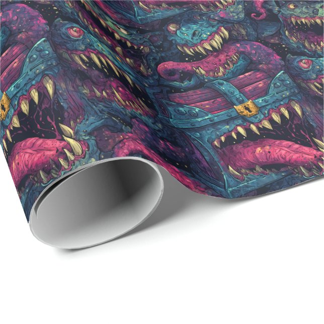Sneaky Chest Mimic D&D Monster Wrapping Paper (Roll Corner)