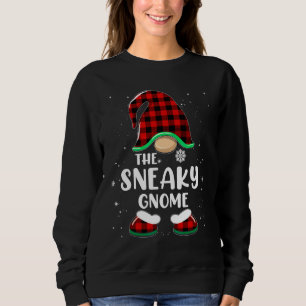 Sneaky Gnome Buffalo Plaid Matching Family Christm Sweatshirt