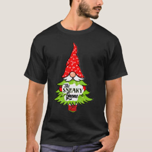 Sneaky Gnome Buffalo Plaid Matching Family Christm T-Shirt