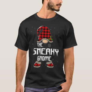 Sneaky Gnome Buffalo Plaid Matching Family Christm T-Shirt