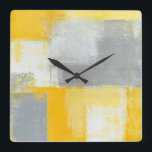 'Sneaky' Grey and Yellow Abstract Art Clock<br><div class="desc">The image used to create this product is an original abstract art painting by T30 Gallery.</div>