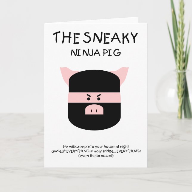 Sneaky Ninja Pig Holiday Card (Front)