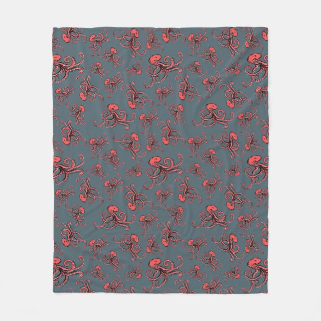 Sneaky Octopus Pattern Fleece Blanket (Front)