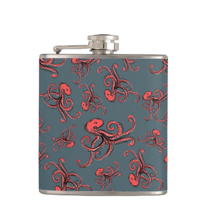 Sneaky Octopus Pattern Hip Flask