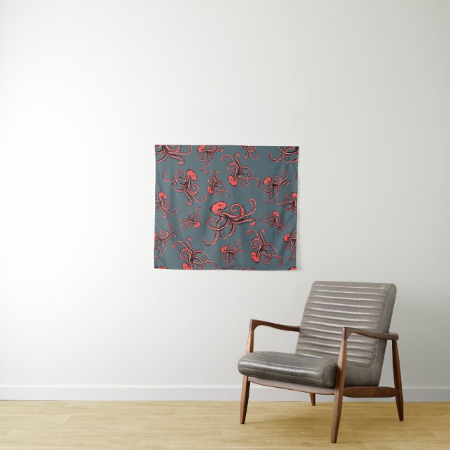 Sneaky Octopus Pattern Tapestry (In Situ (Horizontal))