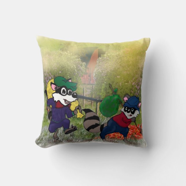 Sneaky Racoon Brothers! Cushion (Front)