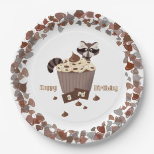 Sneaky Racoon Chocolate Chip Border Paper Plate