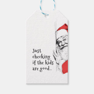 Sneaky Santa Just Checking Kids Gift Tags