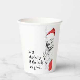 Sneaky Santa Just Checking Kids Paper Cups