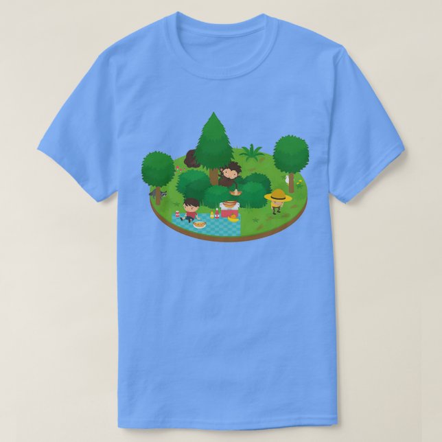 Sneaky Sasquatch Floating Picnic T-Shirt (Design Front)