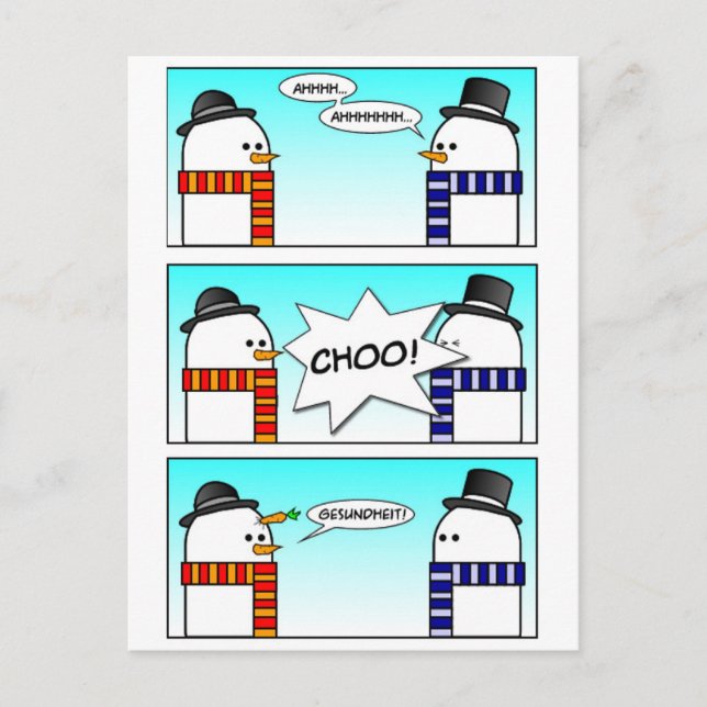 Sneezing Snowman Postcard (Front)