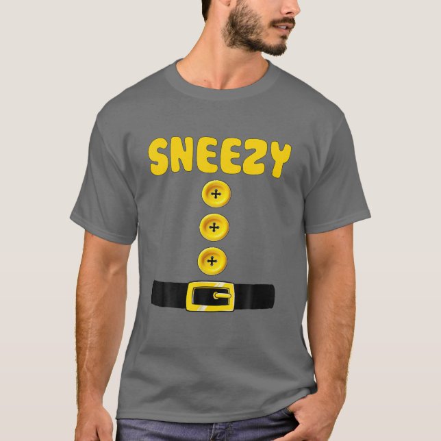 Sneezy Dwarf Halloween Costume Colour Matching Bas T-Shirt (Front)