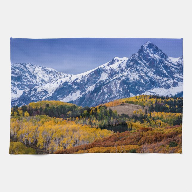 Sneffels Range Fall Sunrise - Colorado Tea Towel (Horizontal)