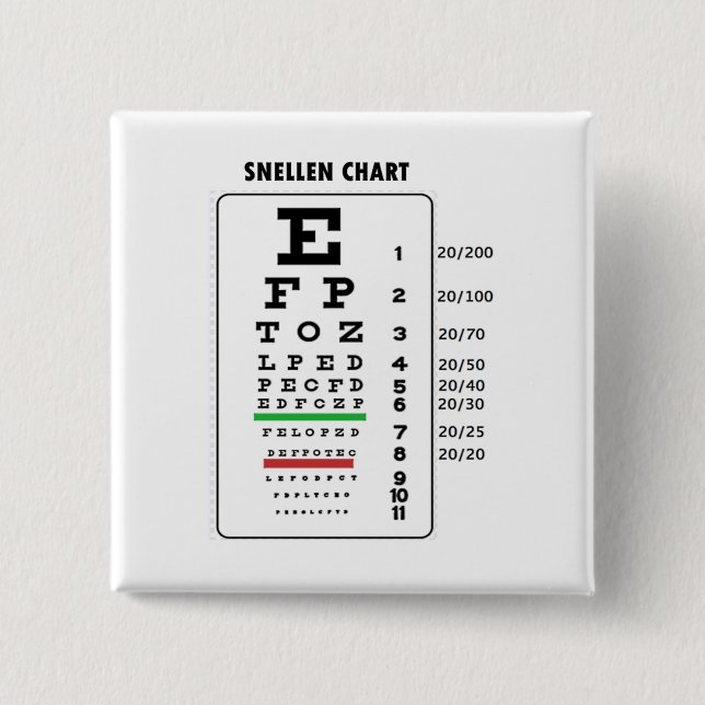 Snellen Chart (Generic Vision Chart) 15 Cm Square Badge (Front)