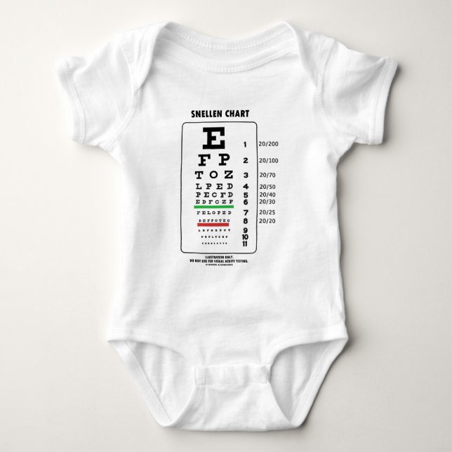 Snellen Chart (Medical Visual Acuity Testing) Baby Bodysuit (Front)