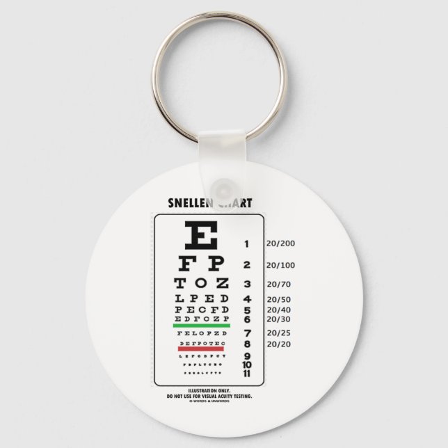 Snellen Chart (Medical Visual Acuity Testing) Key Ring (Front)