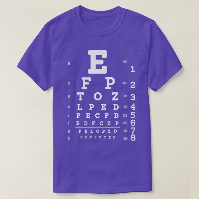 Snellen Chart Optimetric Eyesight Test T-Shirt (Design Front)