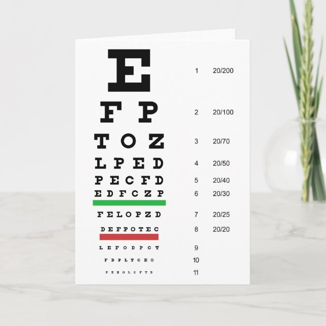 Snellen Eye Chart Card (Front)