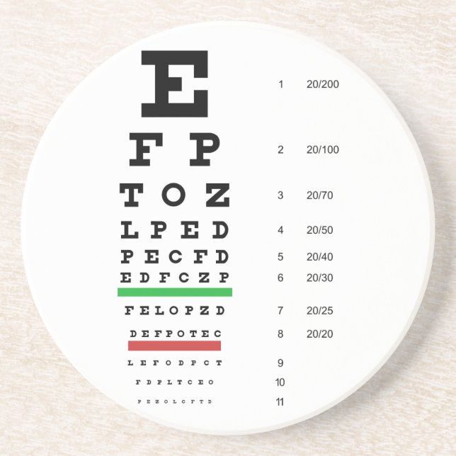 Snellen Eye Chart Coaster (Front)