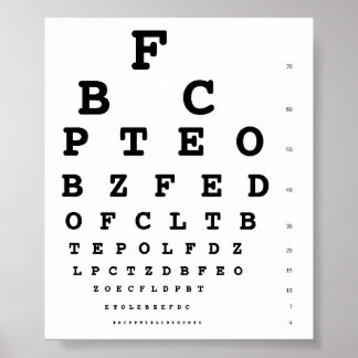Snellen eye test chart