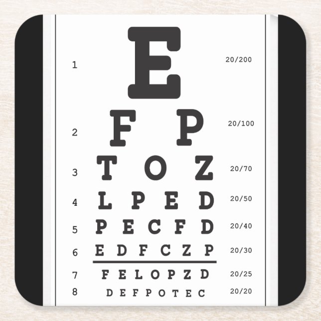 Snellings Eye Chart Drinks Coaster Set (Front)