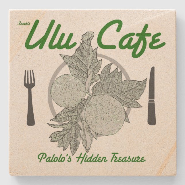 Snerk's Ulu Cafe Sandstone Coaster (Front)